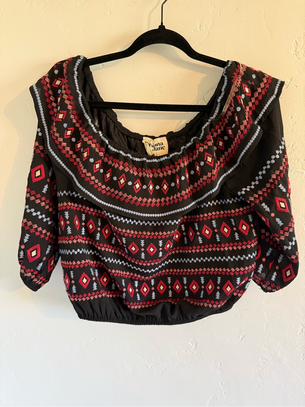 Savanna Jane Black Embroidered Patterned Top